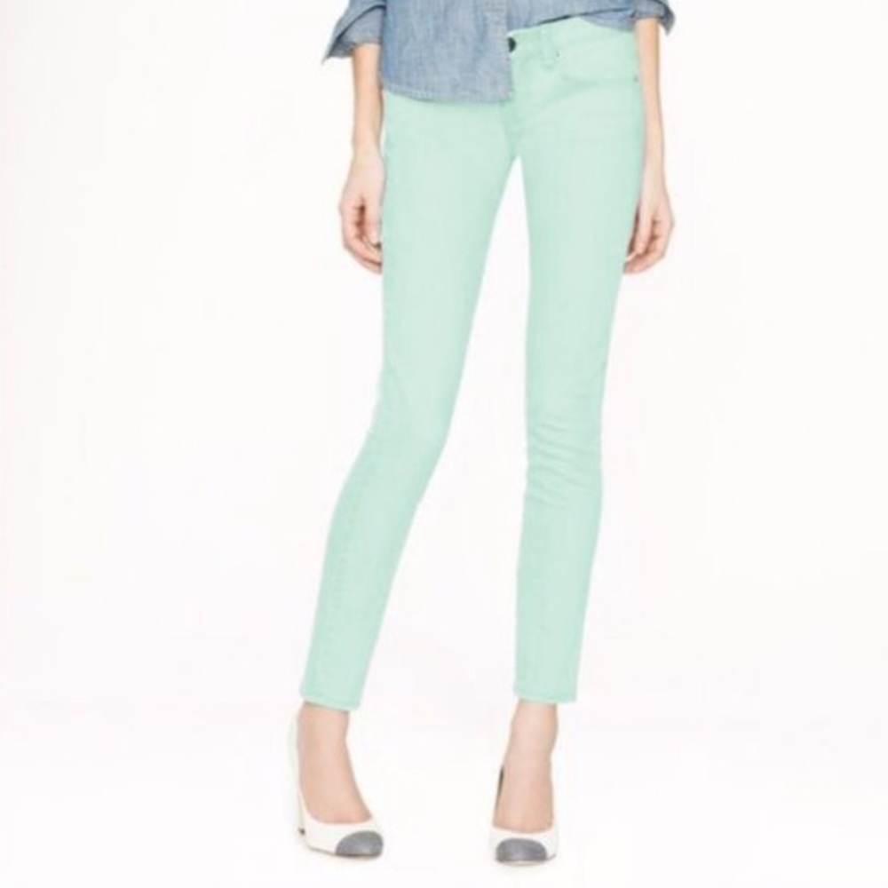 J. Crew mint toothpick jeans
